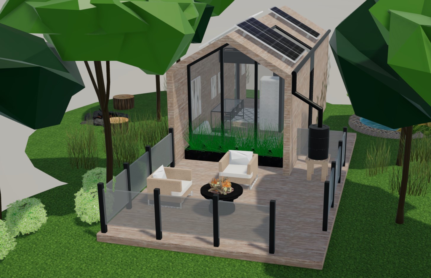 Tiny house building 3D model exterior